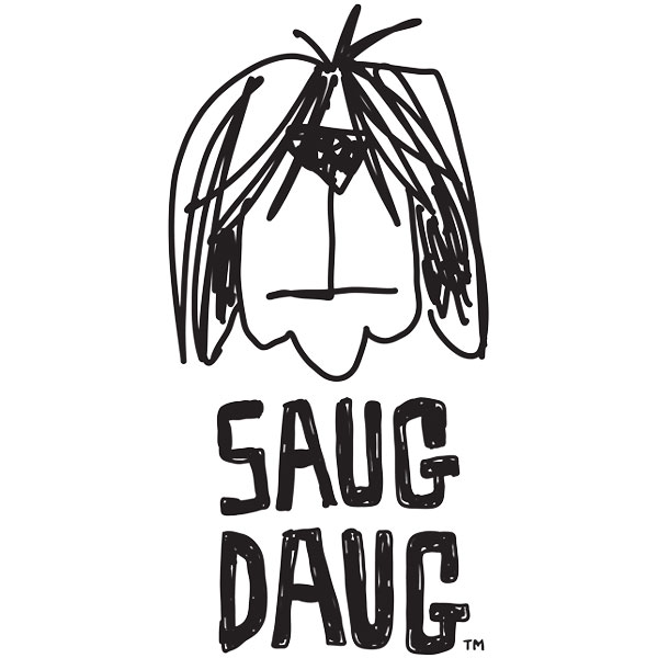 Saugatuck clothing design featuring the hand-illustrated dog logo for Saug Daug celebrating Saugatuck Michigan.
